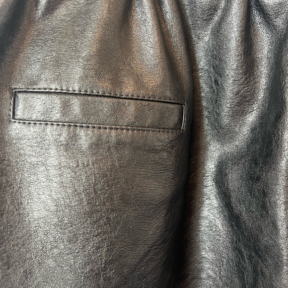 FAUX LEATHER ELASTIC HIGH WAIST PAPER BAG WOMENS SHORTS NWT XL - Picture 6 of 13